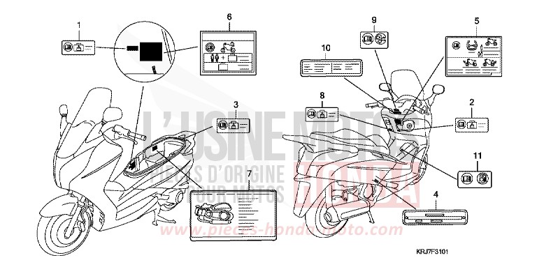 CAUTION LABEL (FES125A/B/AA/AB) for S-Wing ABS PEARL NIGHTSTAR BLACK (NHA84) from 2011